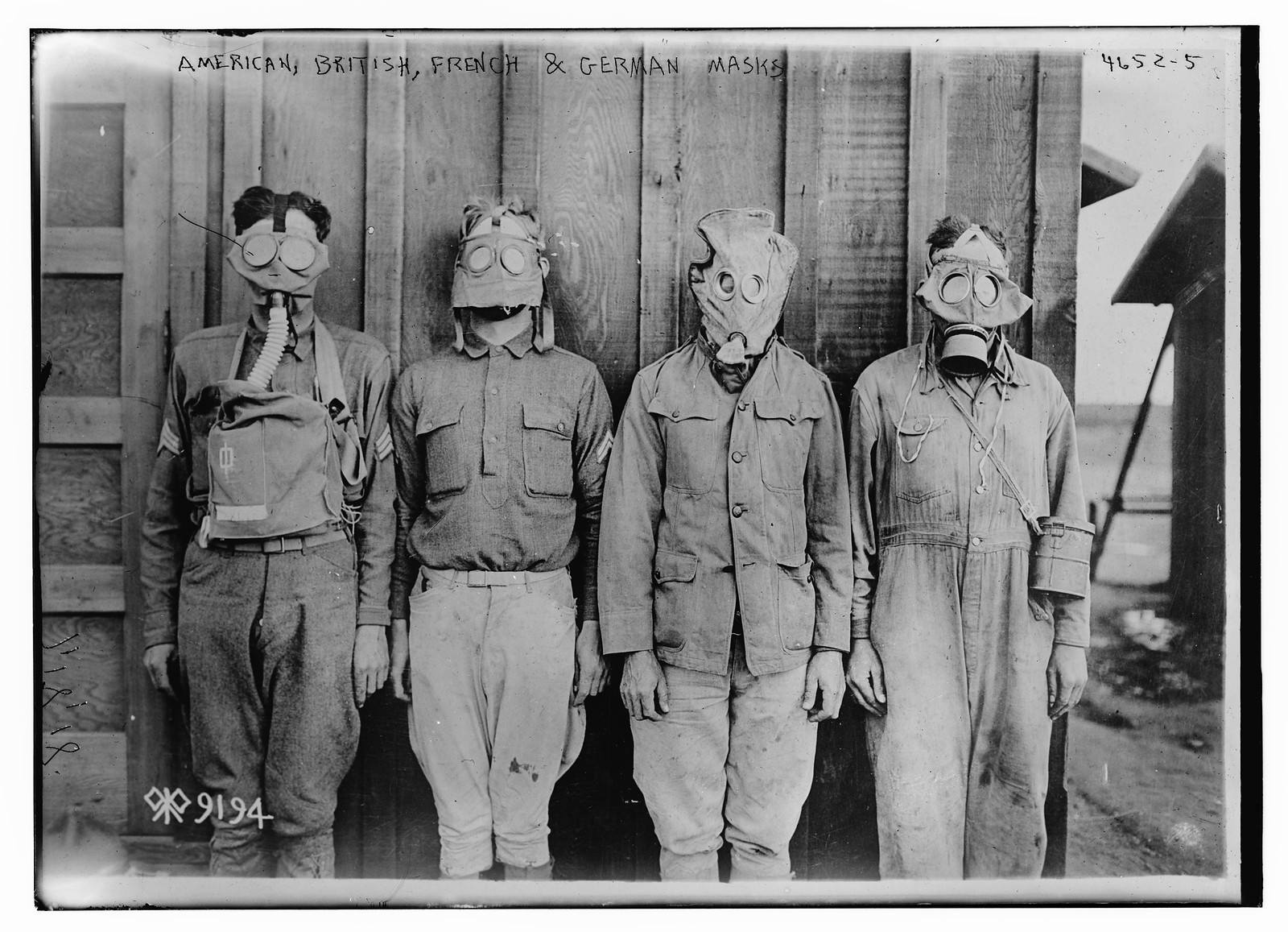 Am., Brit., Fr., & Ger., masks gas, n/a — historic photograph