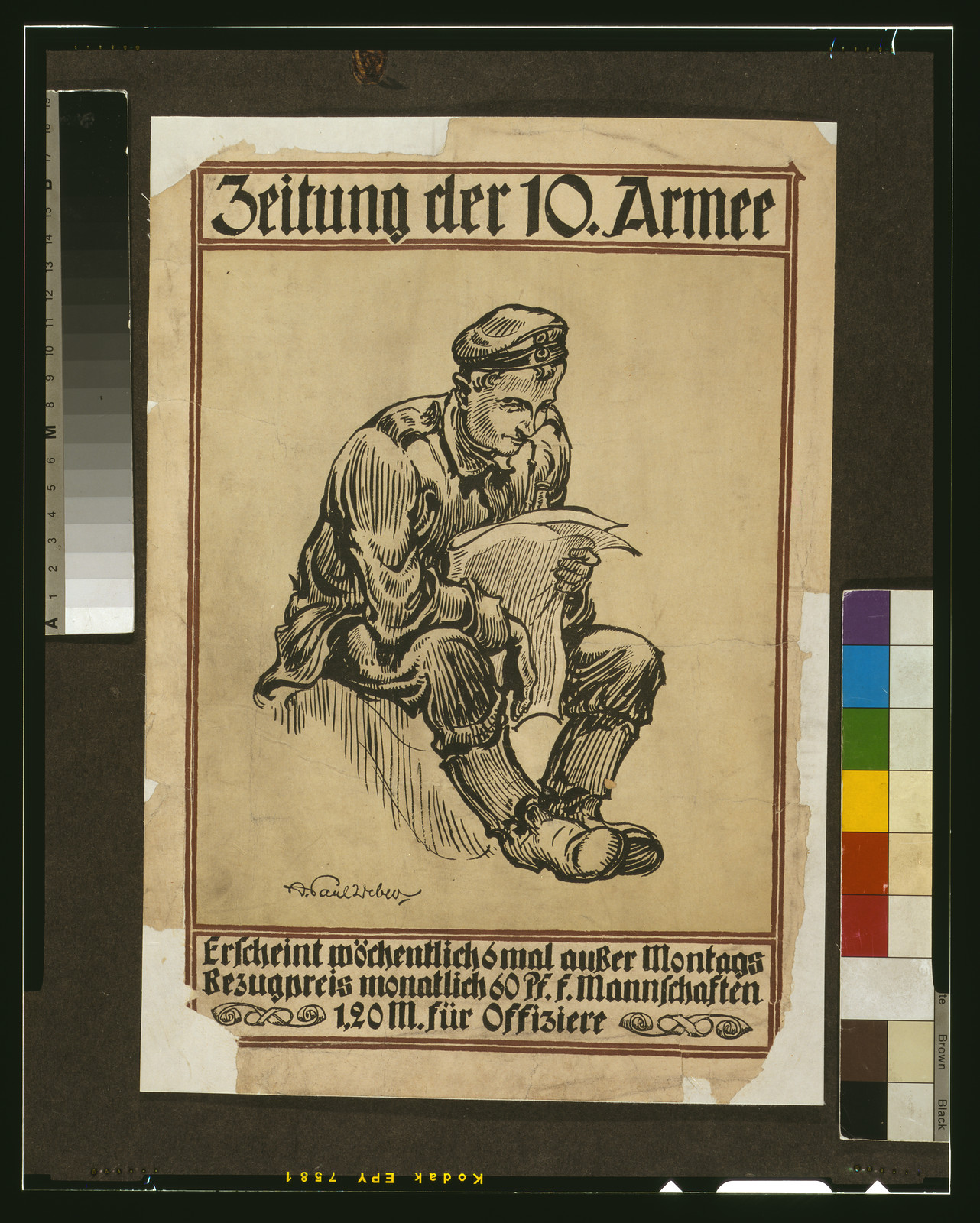 Zeitung der 10. Armee / A. Saulweber., 1914 — vintage poster