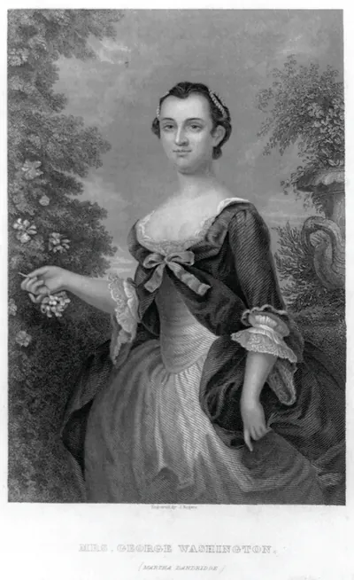 Martha Dandridge Washington, 1732-1802, Three-Quarters Length, Standing, Flower In Right Hand