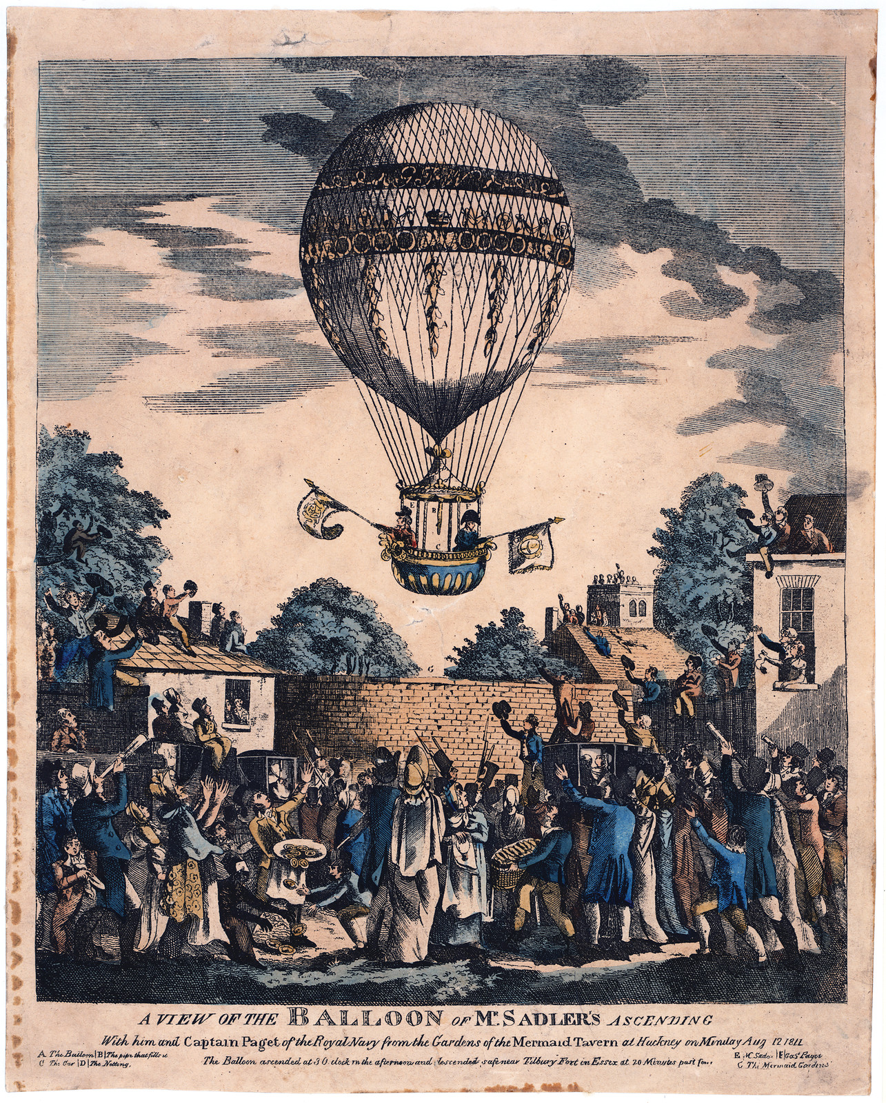 A View of the Balloon of Mr. Sadler's Ascending, 1811 — historic image