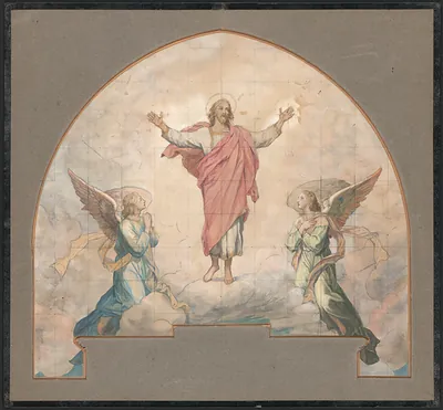 Design drawing for a mural showing the Ascension of Christ