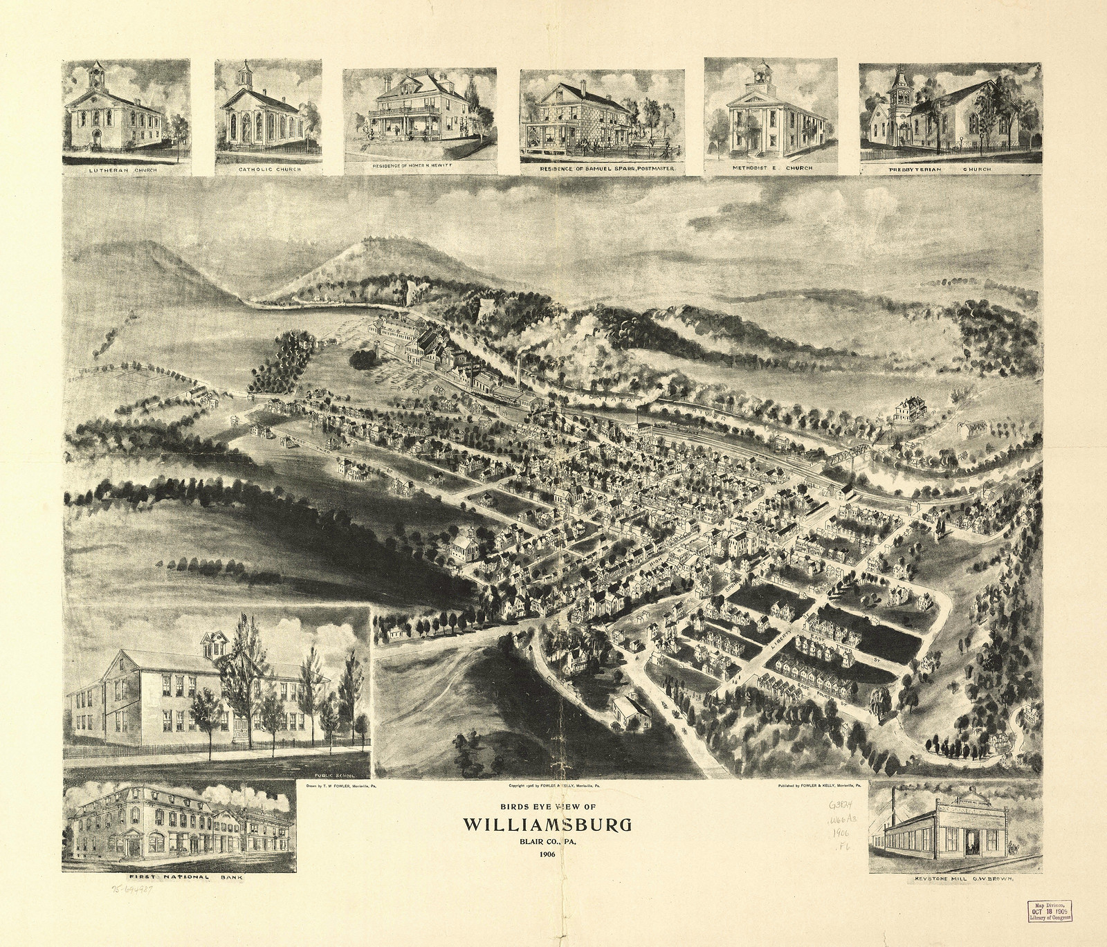 Williamsburg, Pennsylvania, 1906, 1906 — antique map