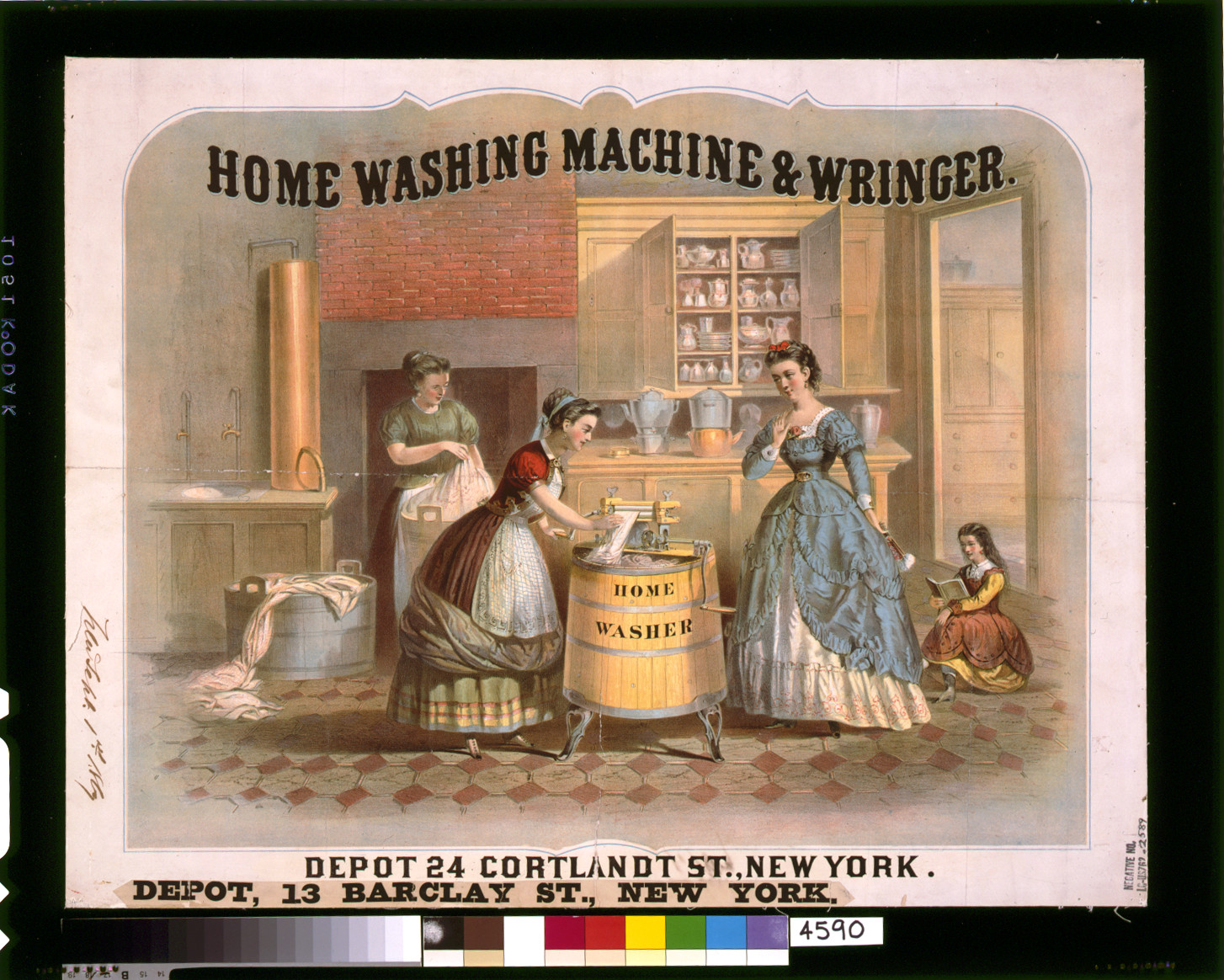 Home washing machine & wringer, New York : [1869?] — antique lithograph