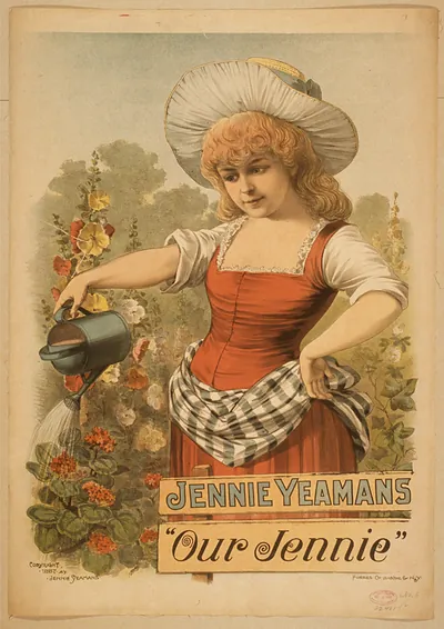 Jennie Yeamans "Our Jennie" copyright 1887 chromolithograph poster