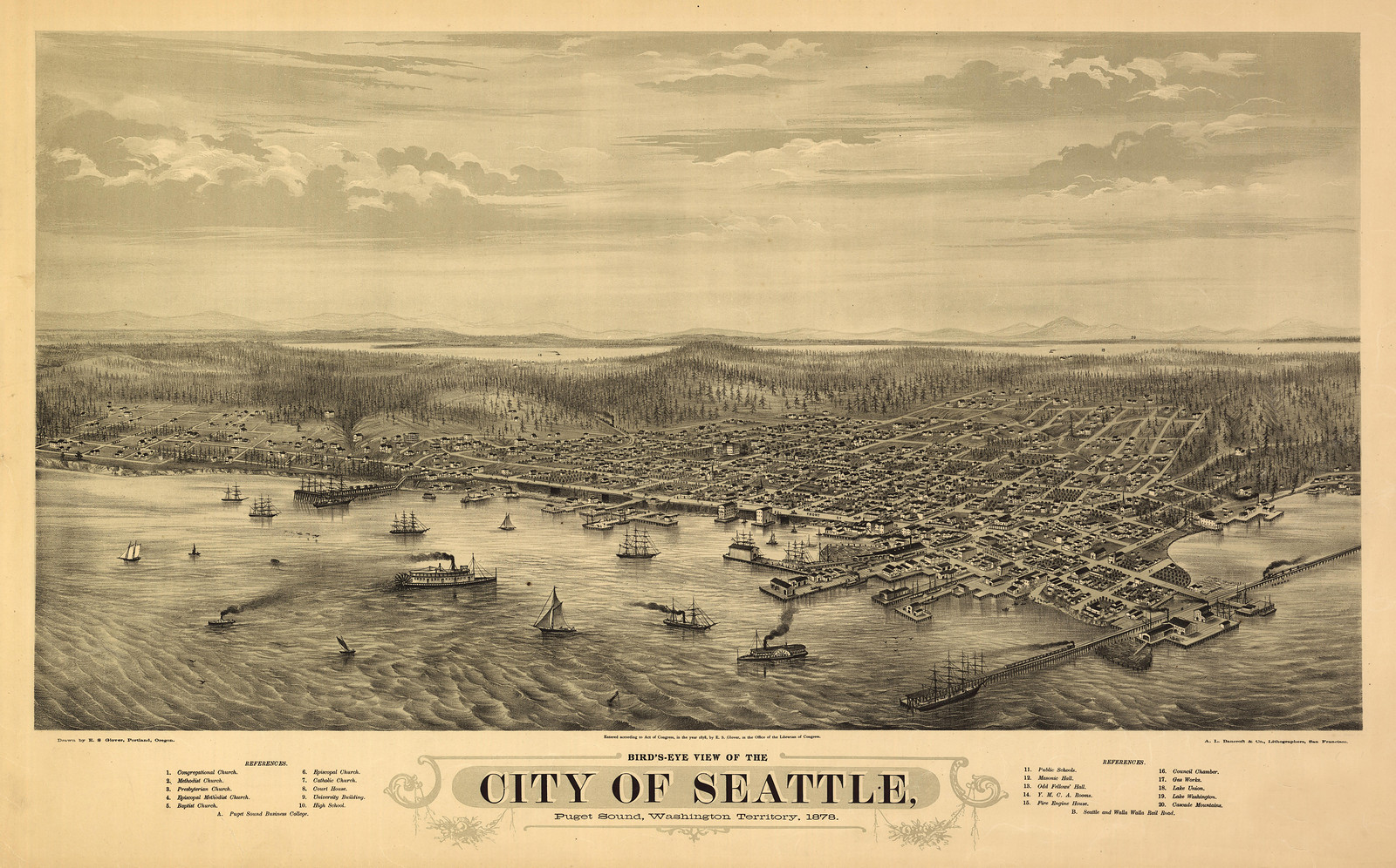 Seattle, Washington, 1878, 1878 — antique map