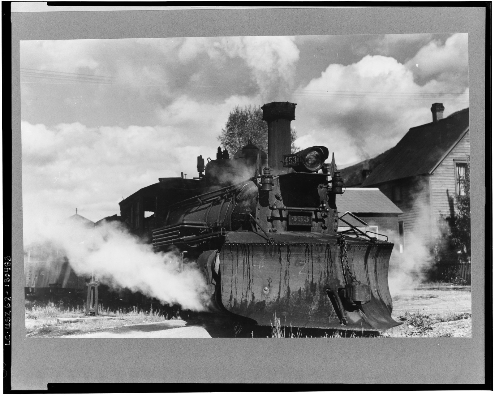 Locomotive with snowplow of narrow gauge railroad, Telluride, Colorado, 1940 Sept. — historic photograph