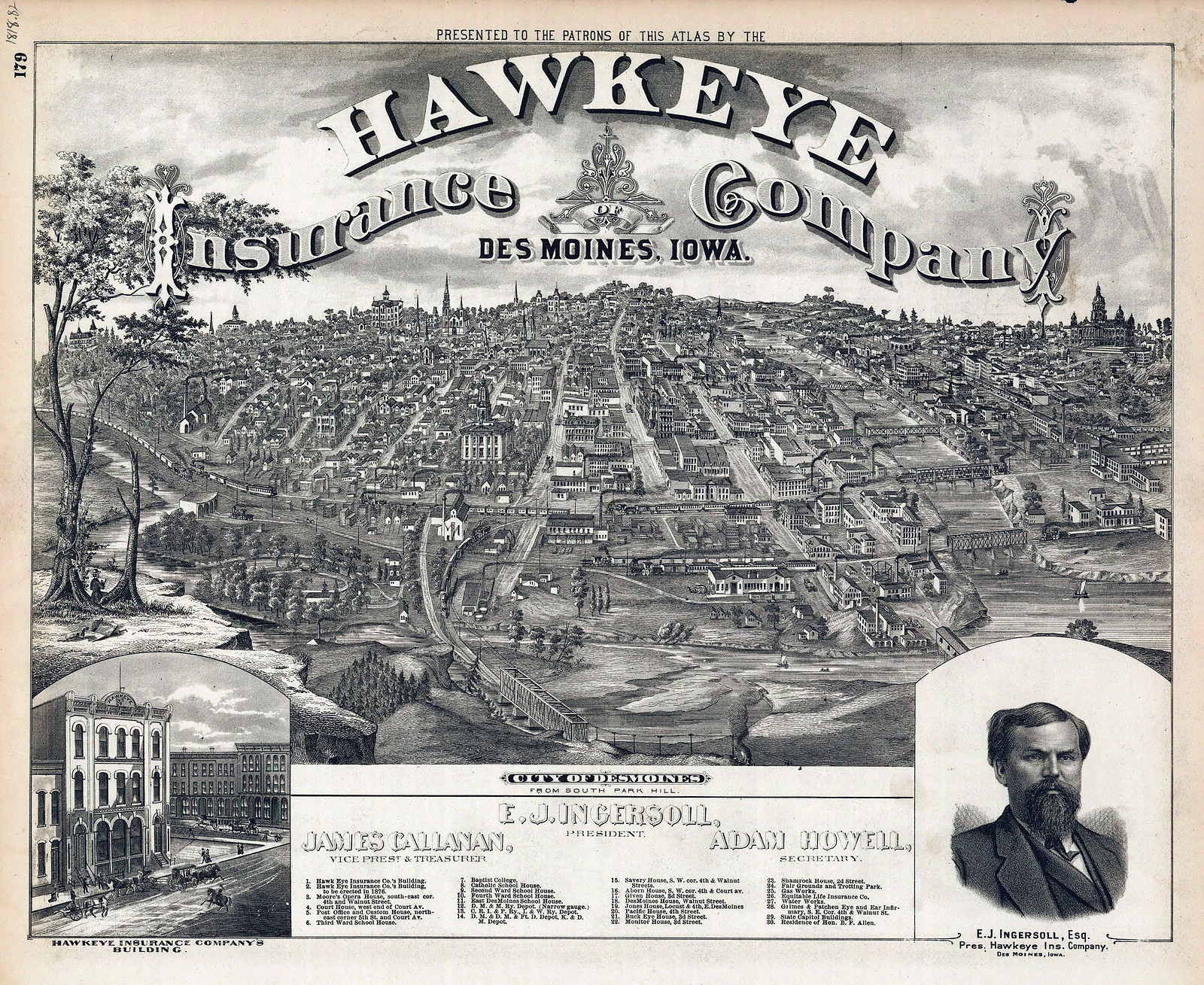 Des Moines, Iowa, 1875, 1875 — antique map