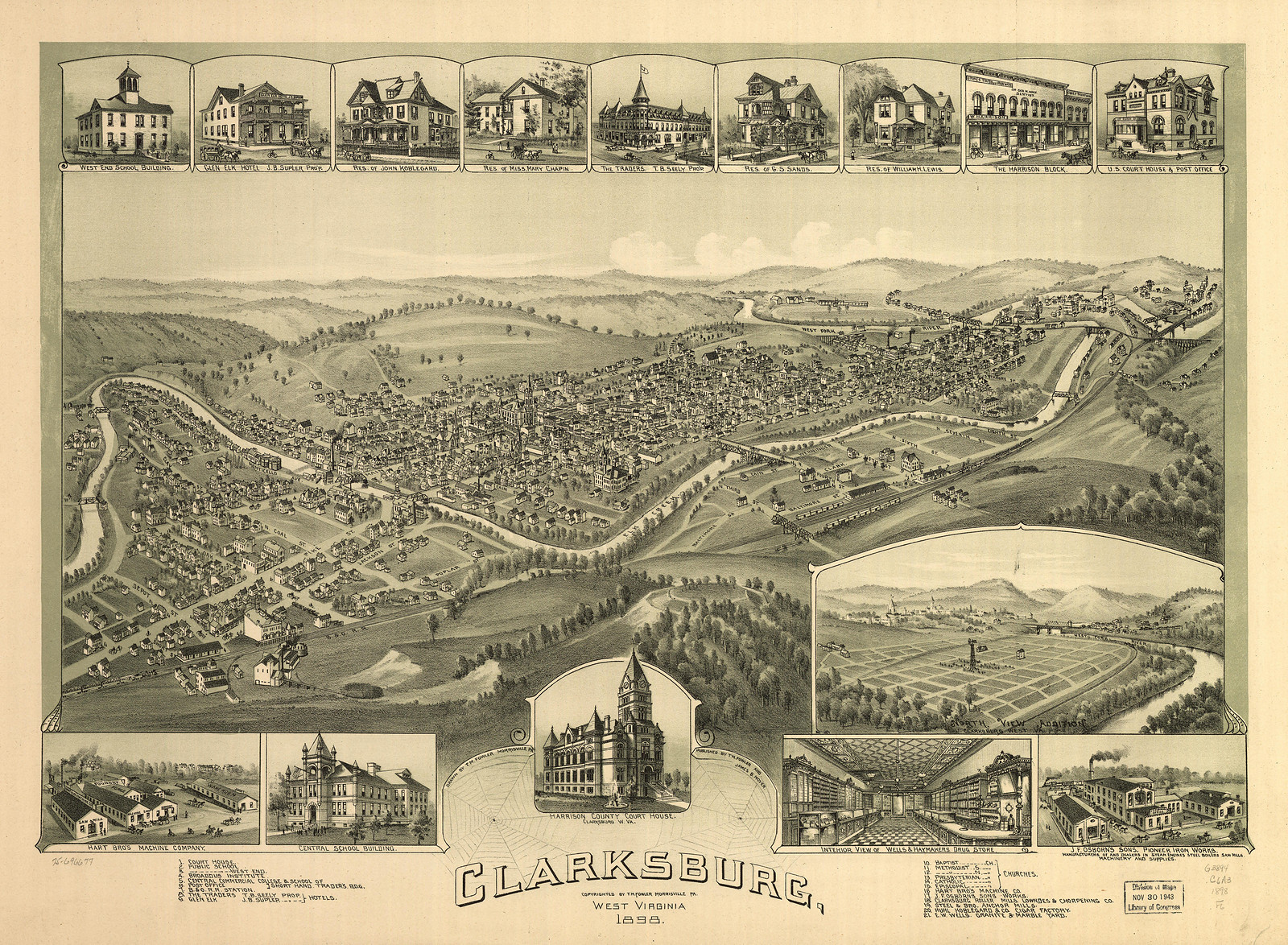Clarksburg, West Virginia, 1898, 1898 — antique map