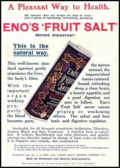 Eno's 'Fruit Salt' advertisement: A Pleasant Way to Health