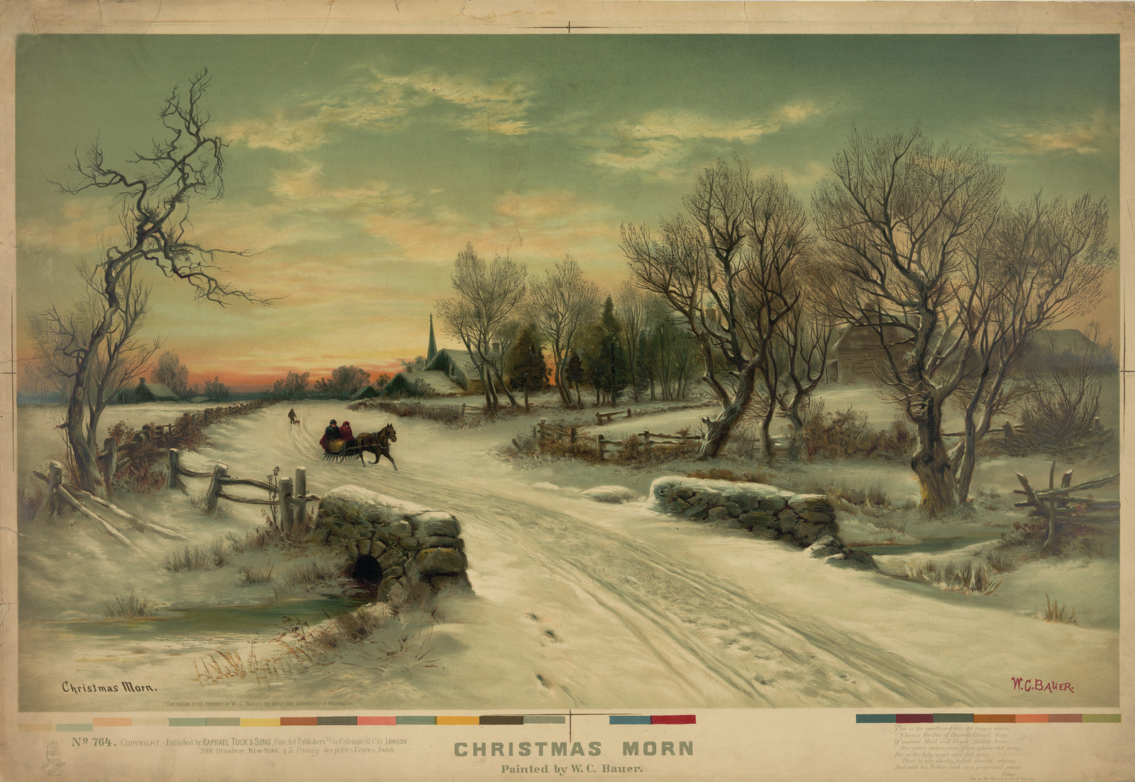Christmas Morn, c. 1880s — antique lithograph