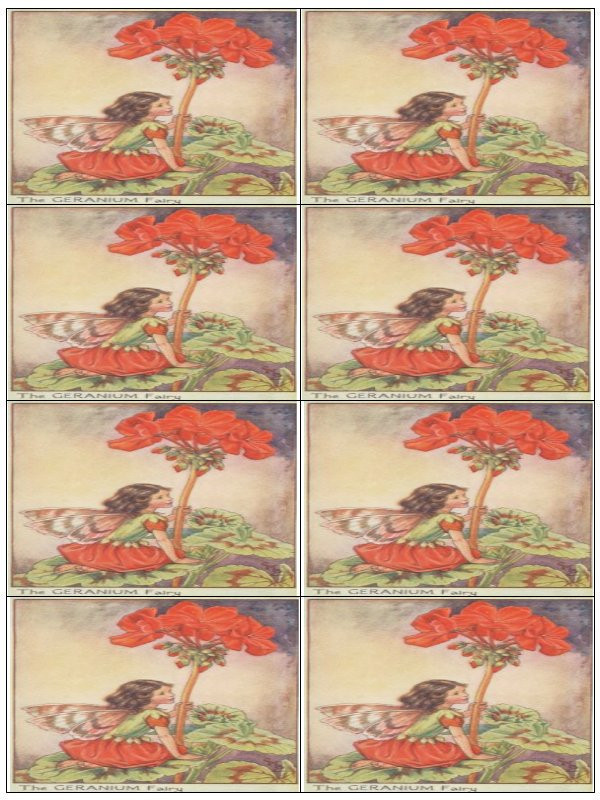 The GERANIUM Fairy, eight repeated label sheet — historic image