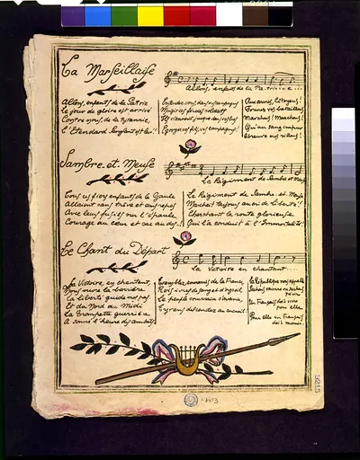 [Three French song titles, with words to first verse of each]