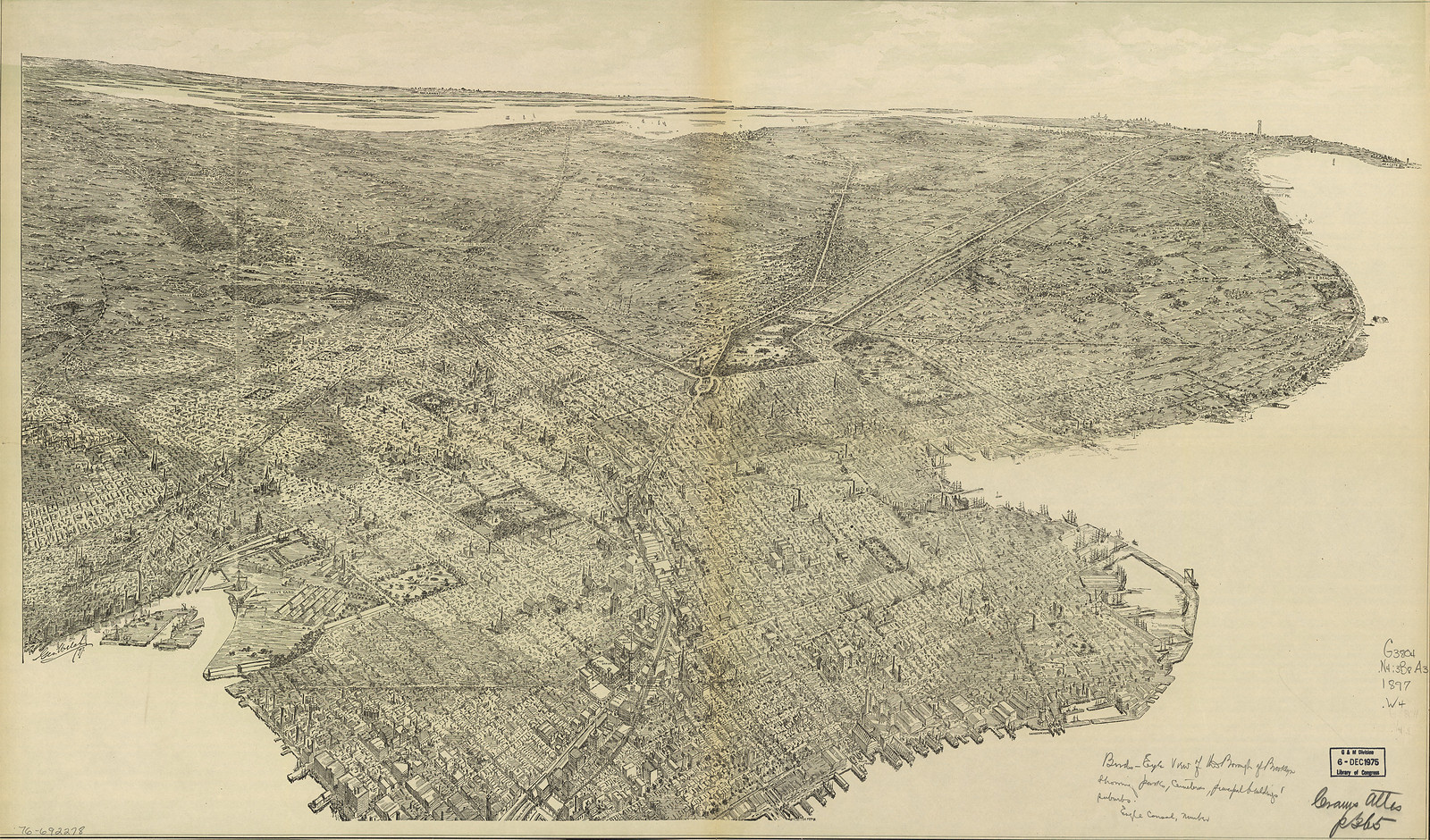 Brookly Birds eye view, New York, 1897, 1897 — antique map