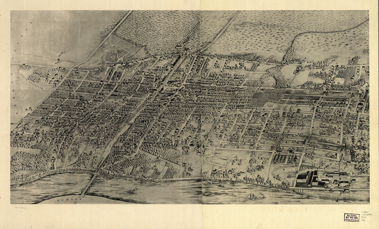 Arlington Kearny, New Jersey, 1907, 1907 — antique map
