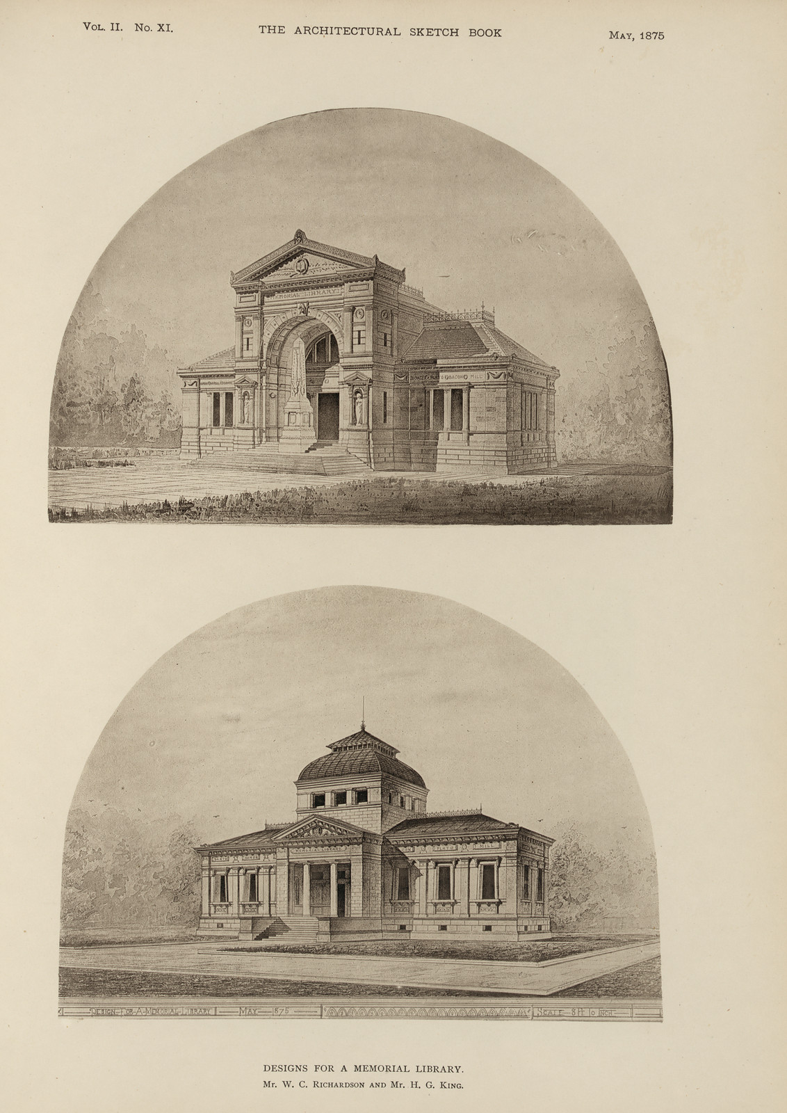 Designs for a Memorial Library, Mr. W. C. Richardson and Mr. H. G. King — historic image