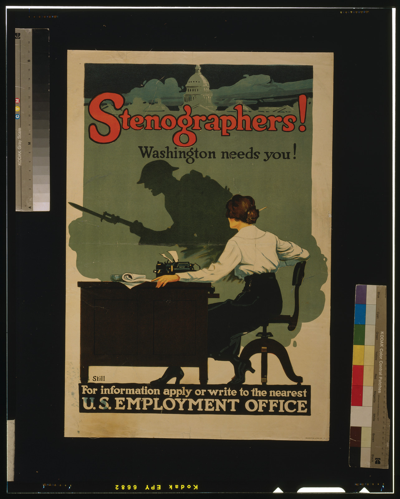 Stenographers! Washington needs you! / Still., N[ew] Y[ork] : Prudential Litho. Co., [1917] — vintage poster