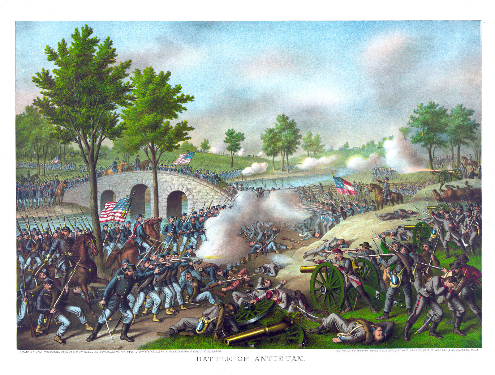 Battle of Antietam--Army of the Potomac: Gen. Geo. B. McClellan, comm., Sept. 17' 1862 ..., c1888. — antique lithograph