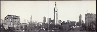 Madison Square panorama with Metropolitan Life and Flatiron towers