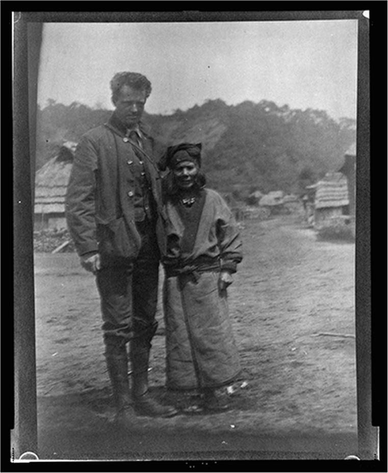 [Arnold Genthe and wife of Penri II, chief of the Ainus], [1908] — historic photograph