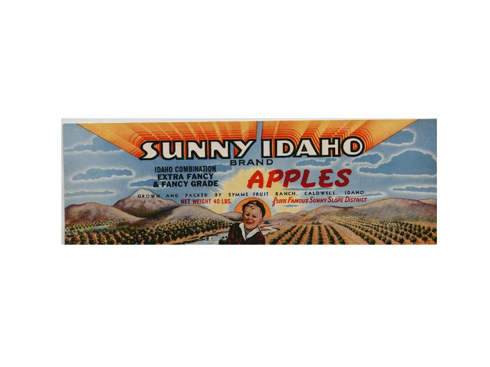 Sunny Idaho Brand Apples crate label — historic image