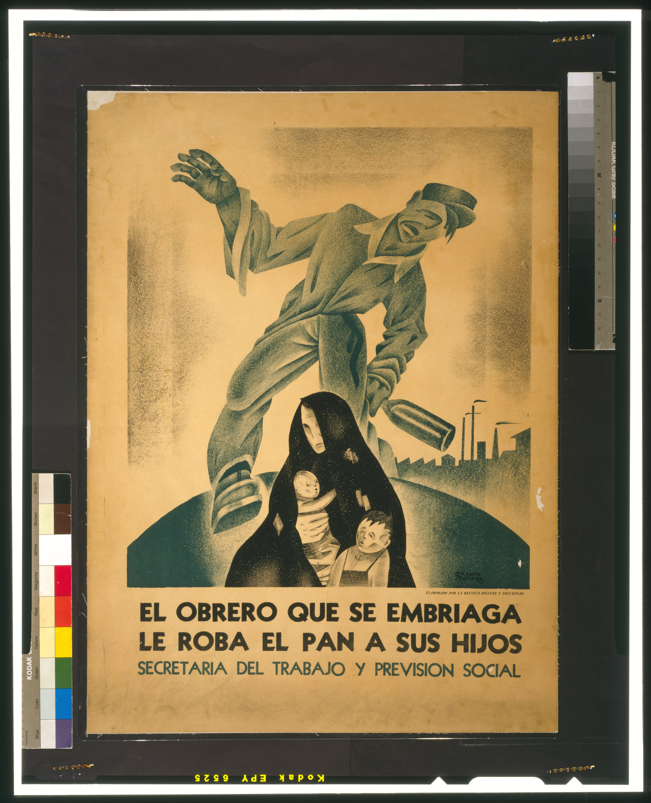 El obrero que se embriaga, le roba el pan a sus hijos, [Spain] : Secretaria del Trabajo y Prevision Social, [between 1936 and 1939] — vintage poster