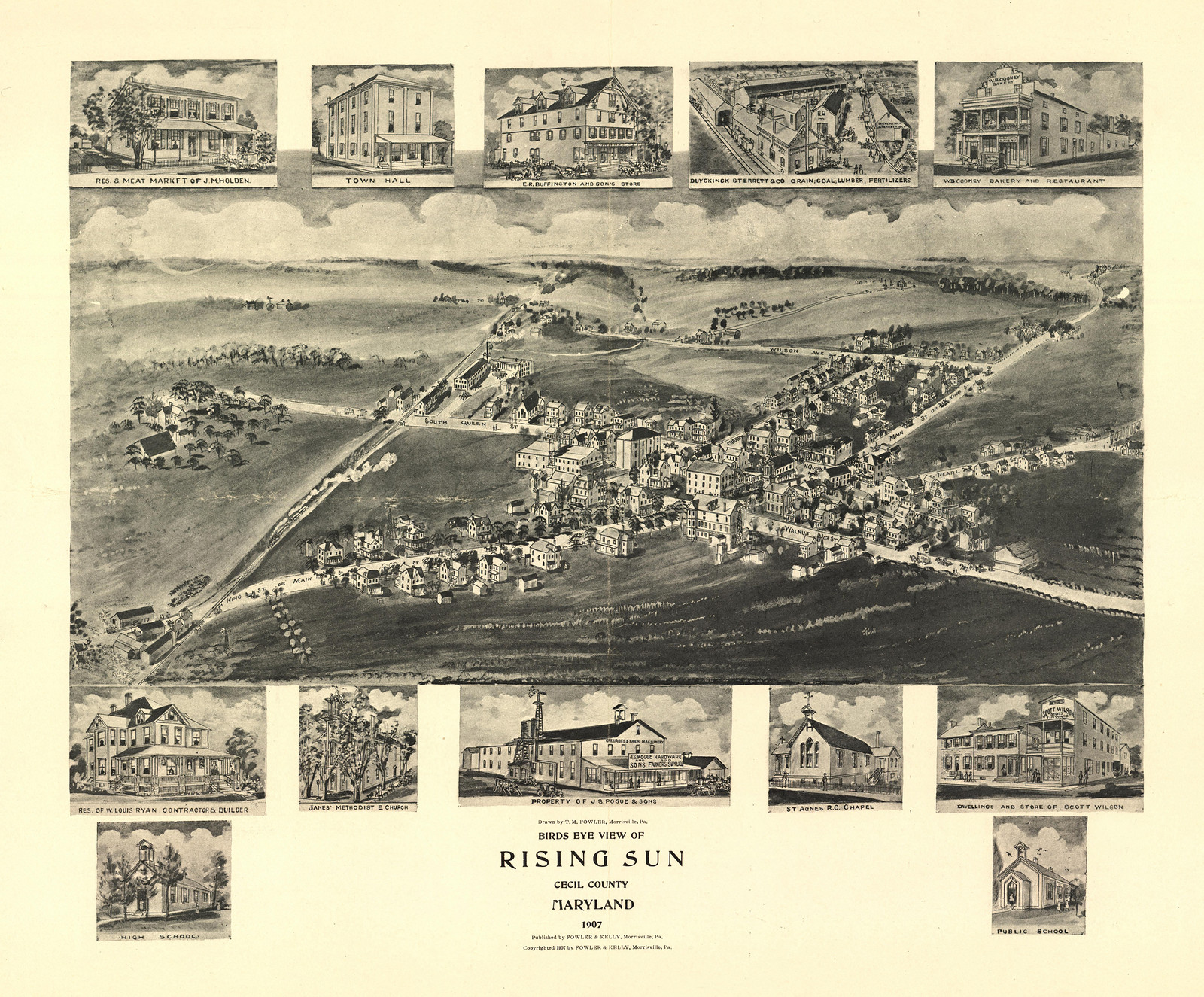 Rising Sun, Maryland, 1907, 1907 — antique map