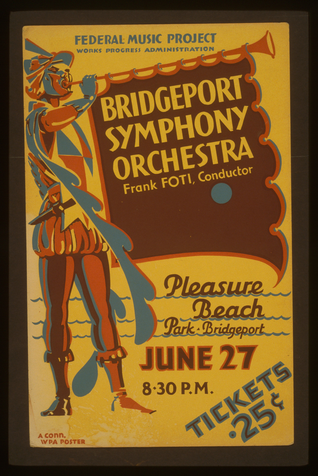 Bridgeport Symphony Orchestra - Frank Foti conductor, 1938 — vintage poster