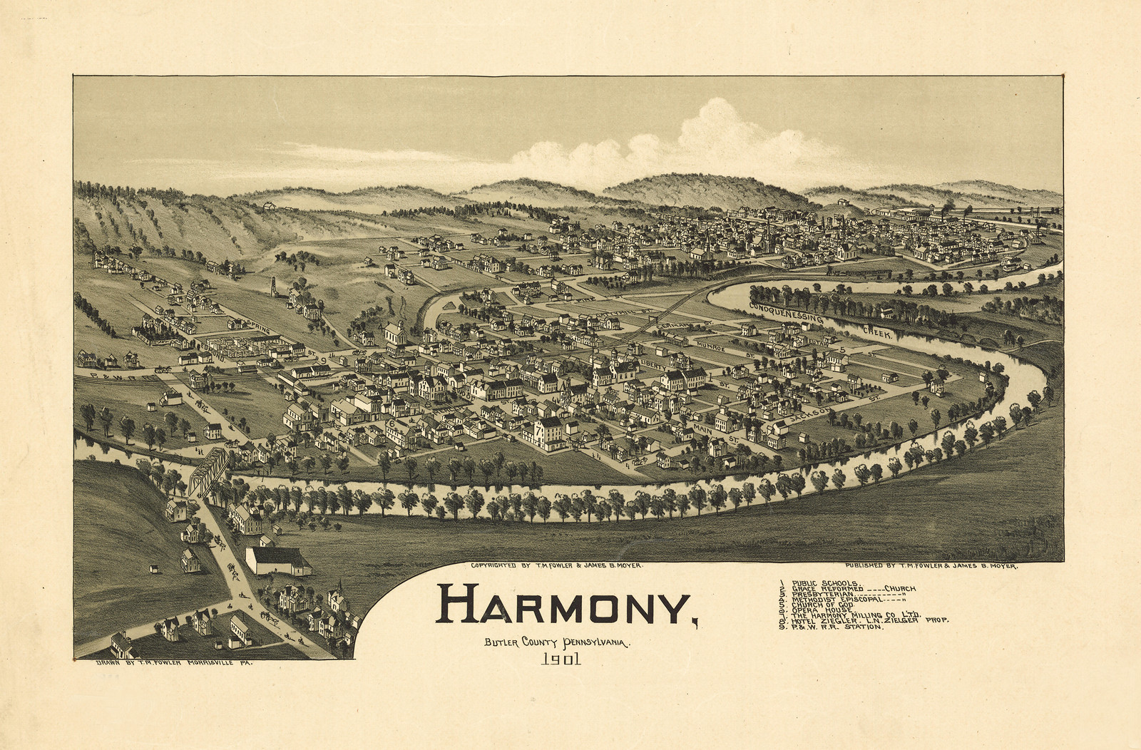 Harmony, Pennsylvania, 1901, 1901 — antique map