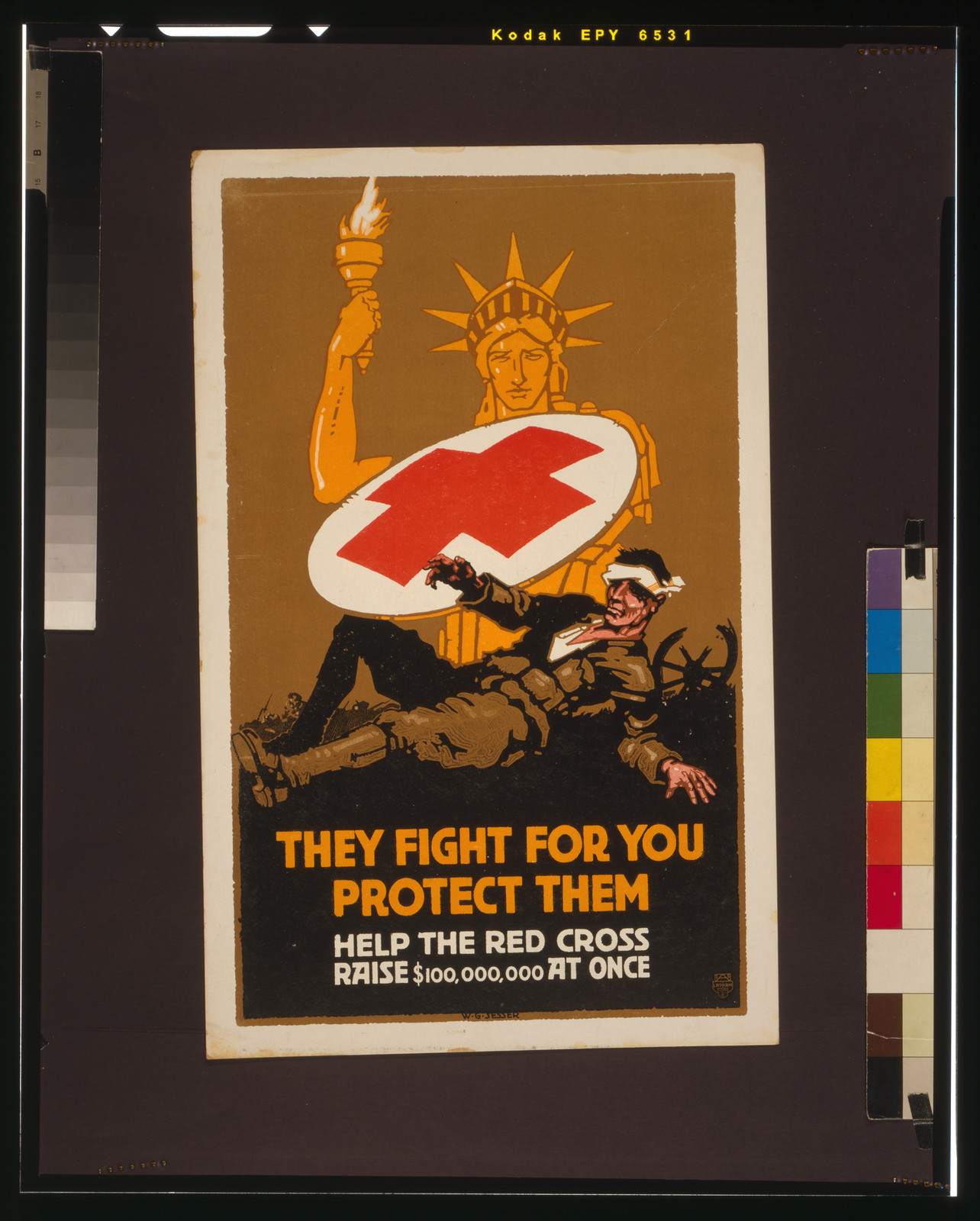 They fight for you - protect them Help the Red Cross raise $100,000,000 at once / W.G. Sesser., [N.Y.] : Latham Litho & Printing Co., [1917] — vintage poster