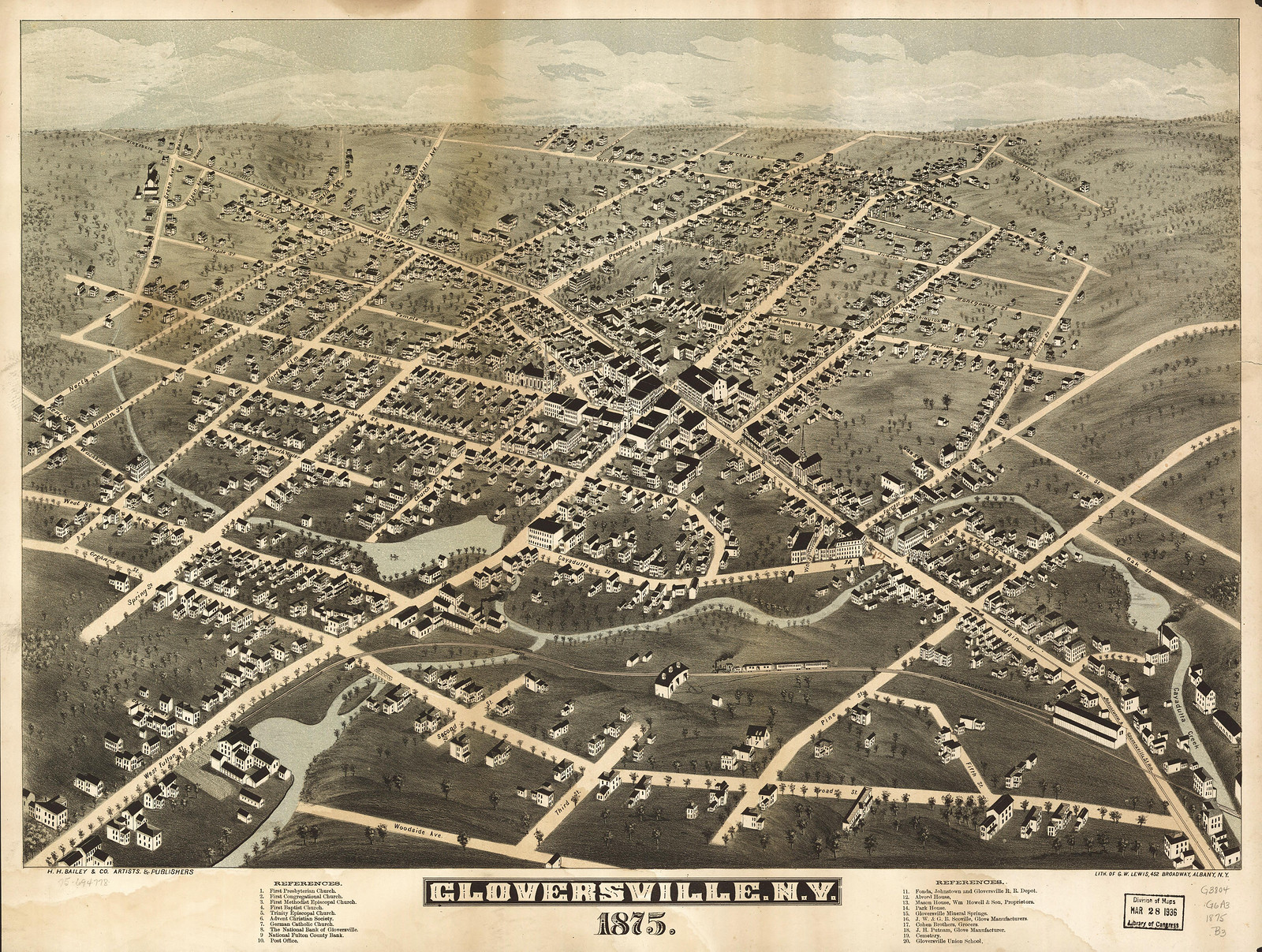 Gloversville, New York, 1875, 1875 — antique map