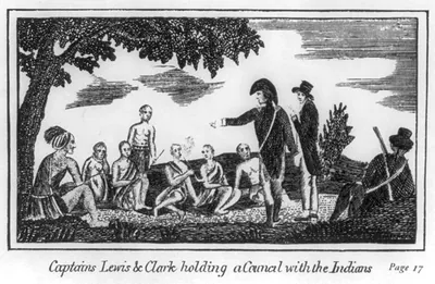 Captain Lewis & Clark holding a council with the Indians