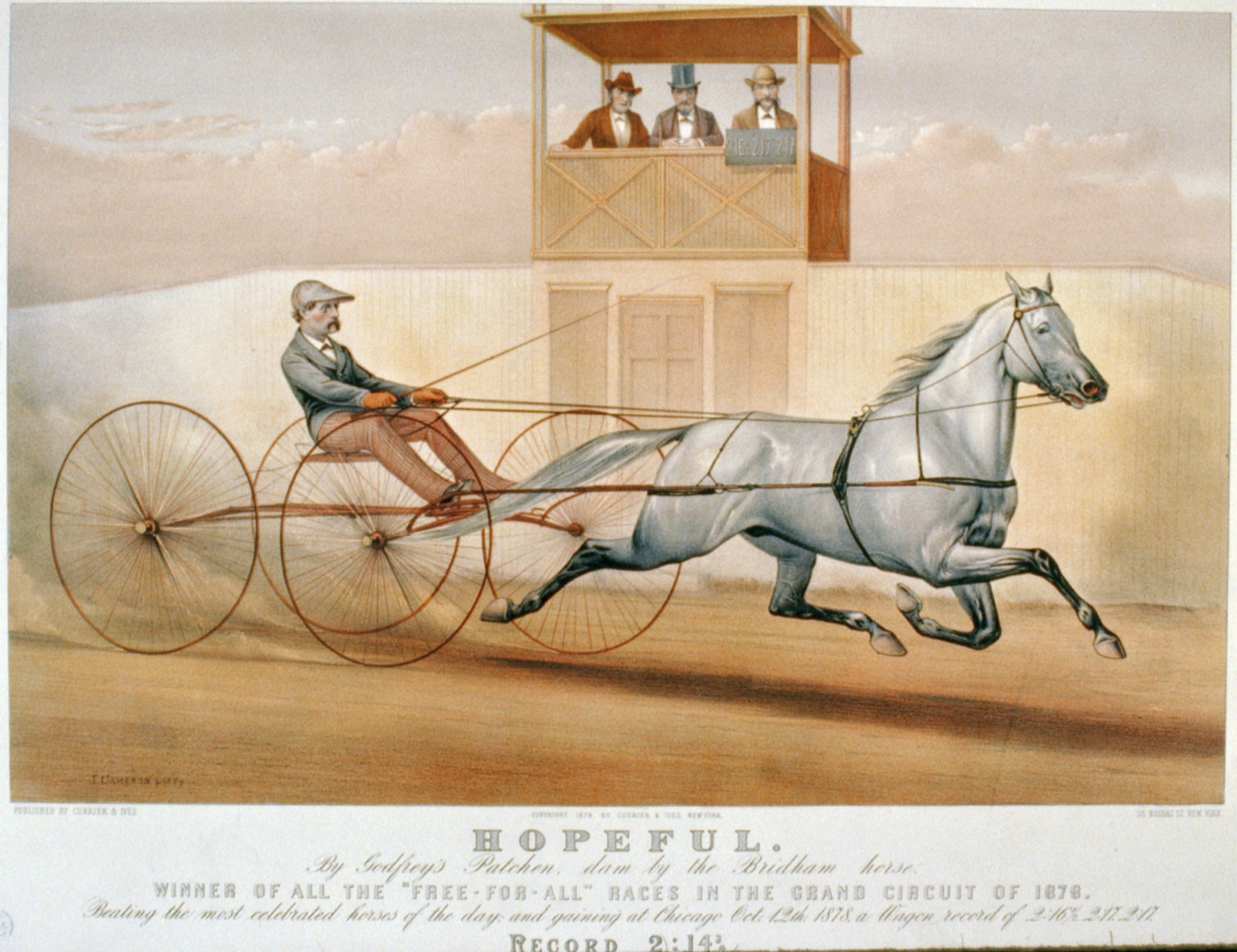 Hopeful: by Godfrey's Patchen, dam by the Bridham horse, New York : Published by Currier & Ives, c1879. — antique lithograph