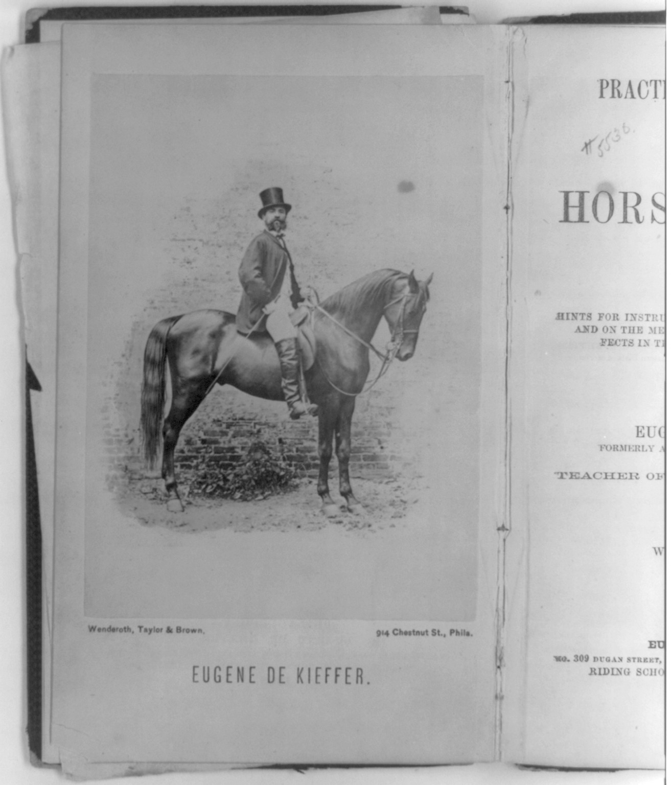 [Eugene De Kieffer on horseback in horse show] — historic photograph