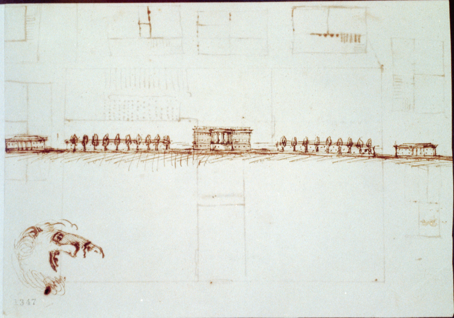 [White House, Washington, D.C. Sketch - President's house/executive offices, south elevation], and Engineering (ADE) Drawings" (http://www.loc.gov/rr/print/res/103_ade.html)." — historic drawing