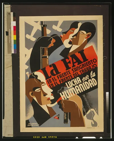 La F.A.I. en el Frente sangriento, en el Frente del trabajo, lucha por la humanidad