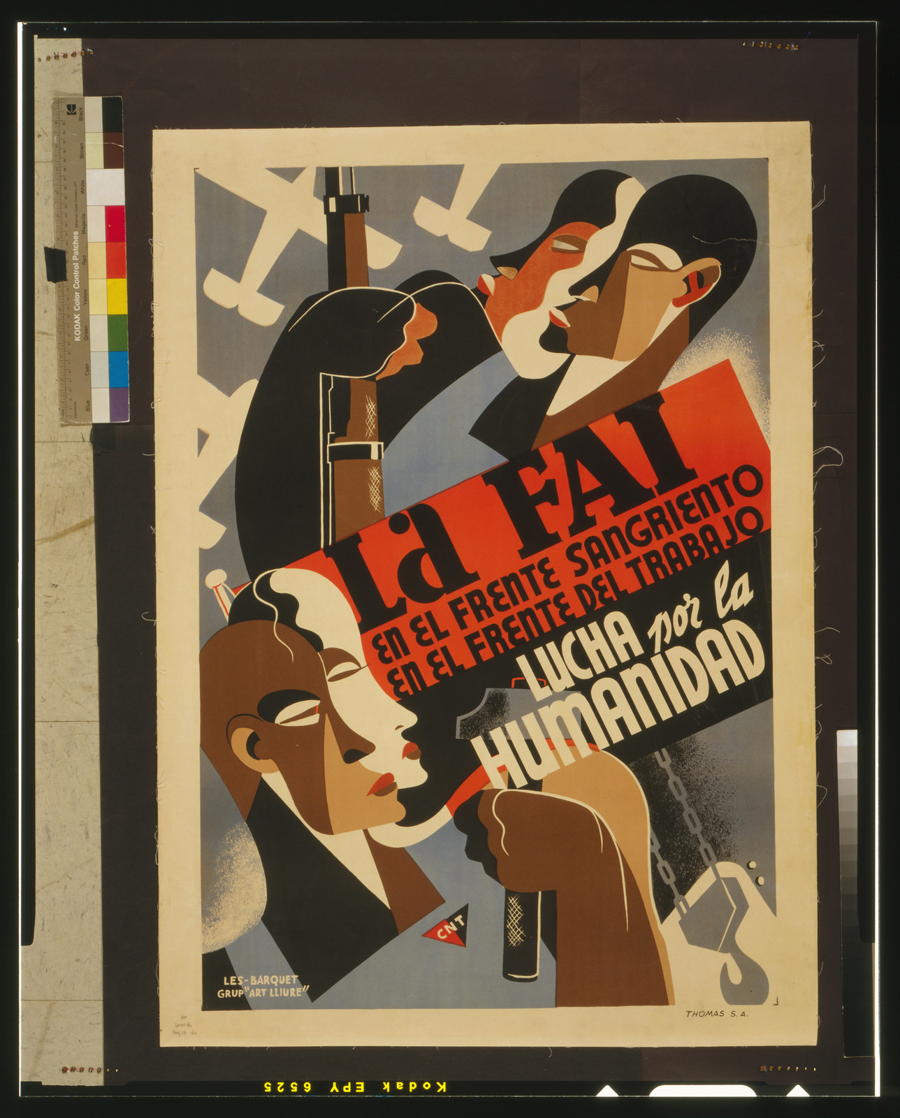 La F.A.I. en el Frente sangriento, en el Frente del trabajo, lucha por la humanidad, Barcelona : C.N.T., [between 1936 and 1939] — vintage poster