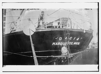 Stern of DACIA at Galveston