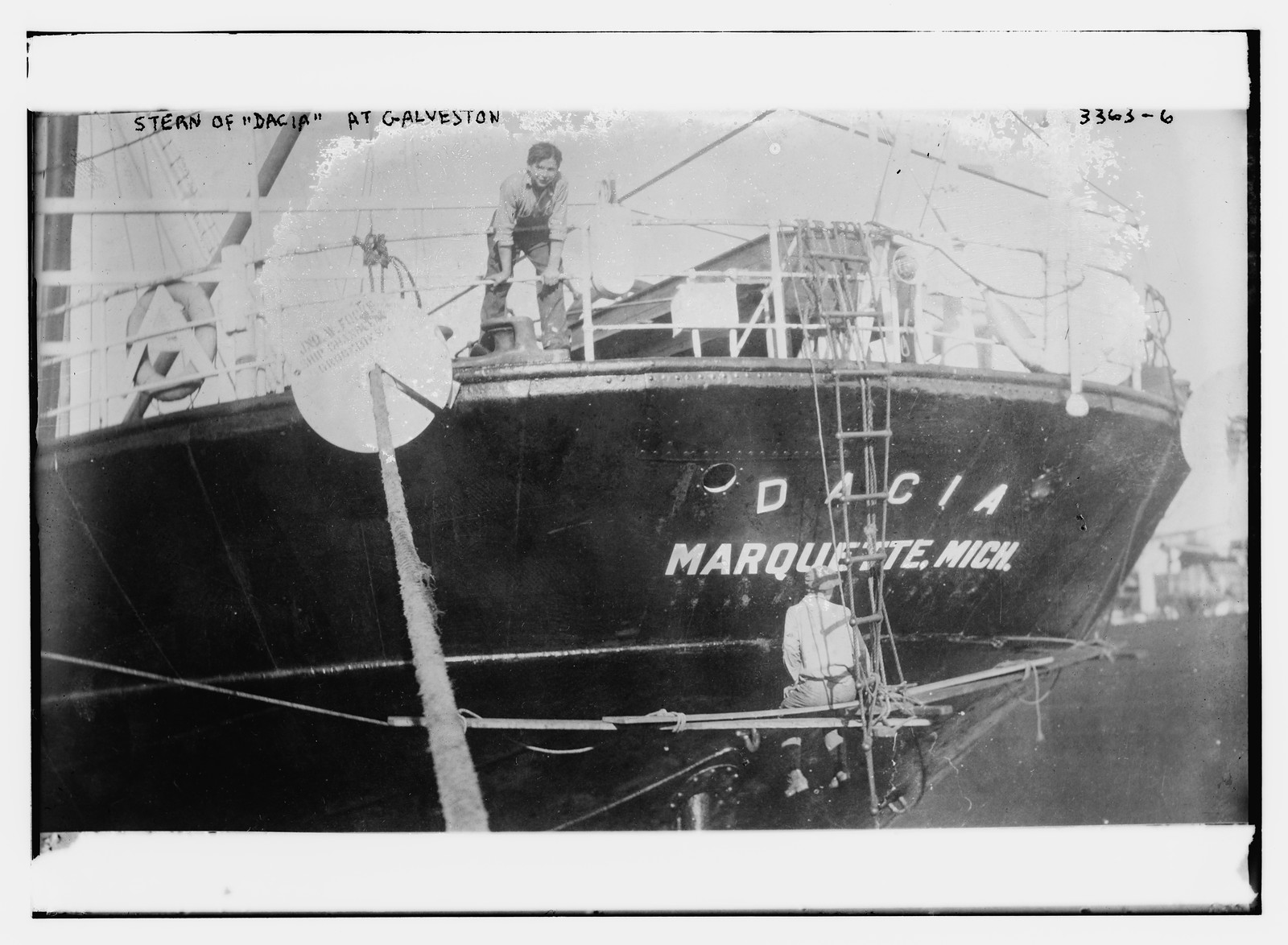 Stern of DACIA at Galveston, n/a — historic photograph