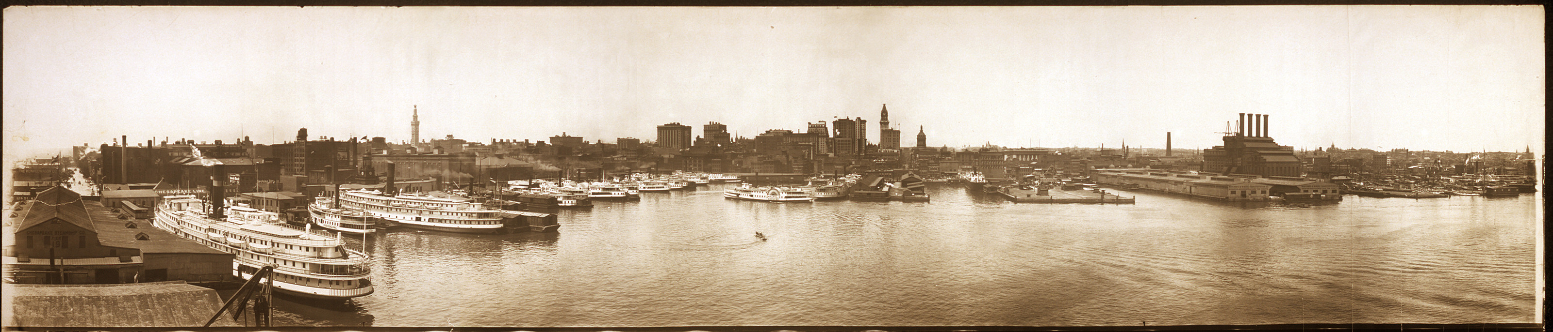 Baltimore Harbor 1912 sepia, Maryland, 1912 — historic image