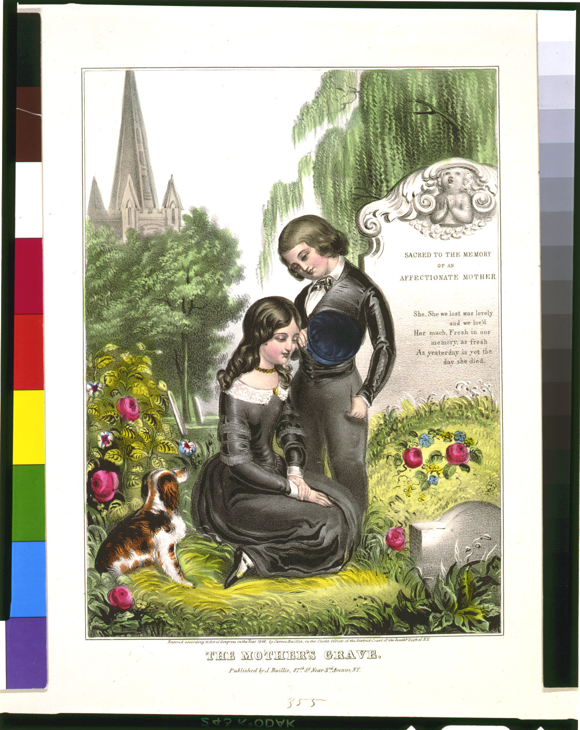 The mother's grave, N.Y. : Published by J. Baillie, c1848. — antique lithograph