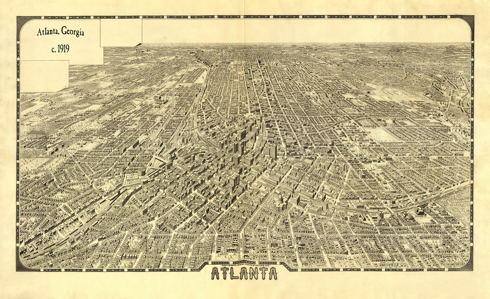 Atlanta, Georgia, 1919, 1919 — antique map