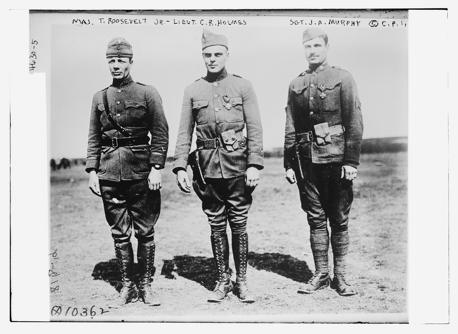 Maj. T. Roosevelt, Jr. -- Lt. C.R. Holmes -- Sgt. J.A. Murphy, n/a — historic photograph