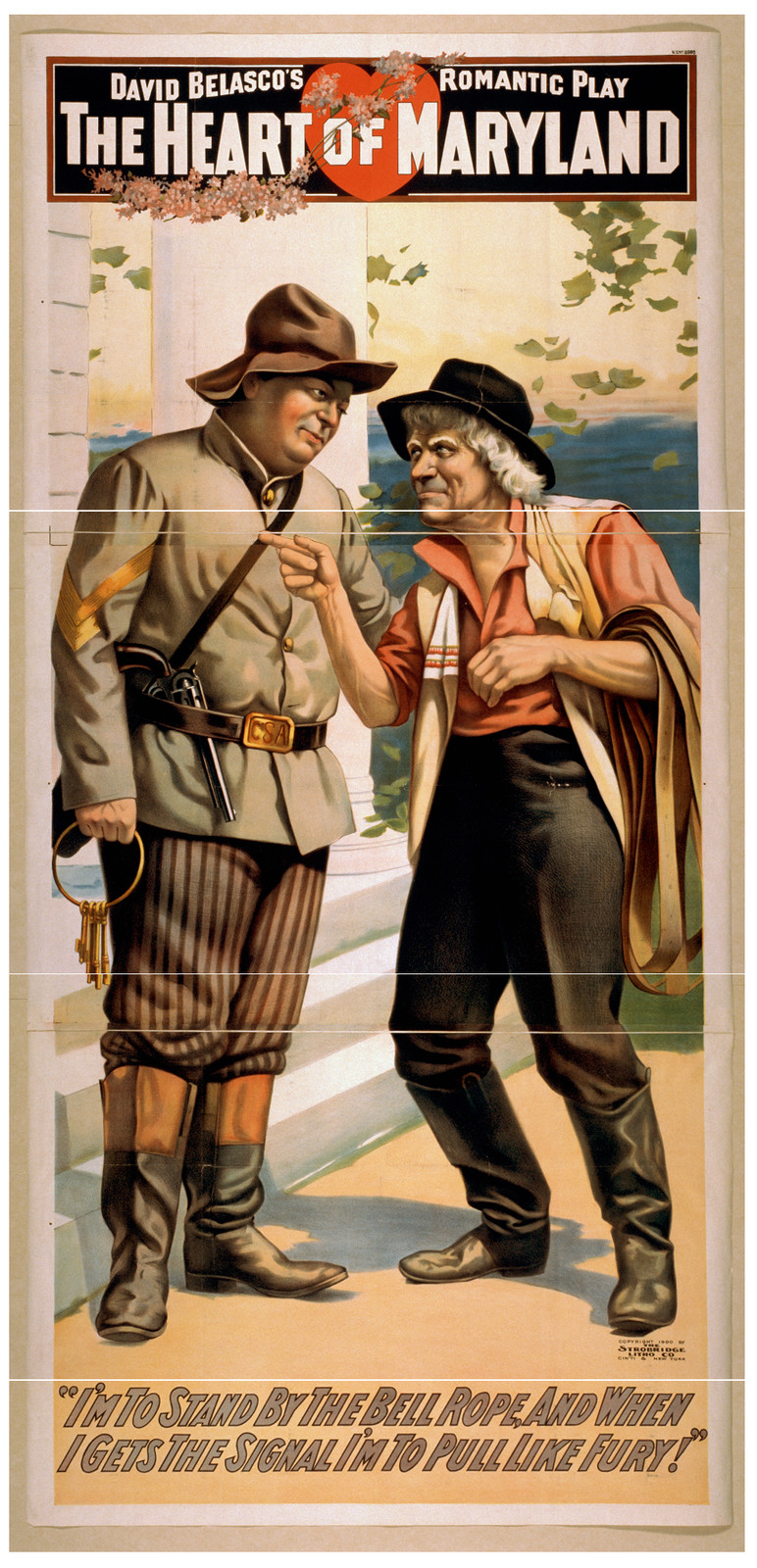 David Belascos romantic play The heart of Maryland, 1900 — vintage poster
