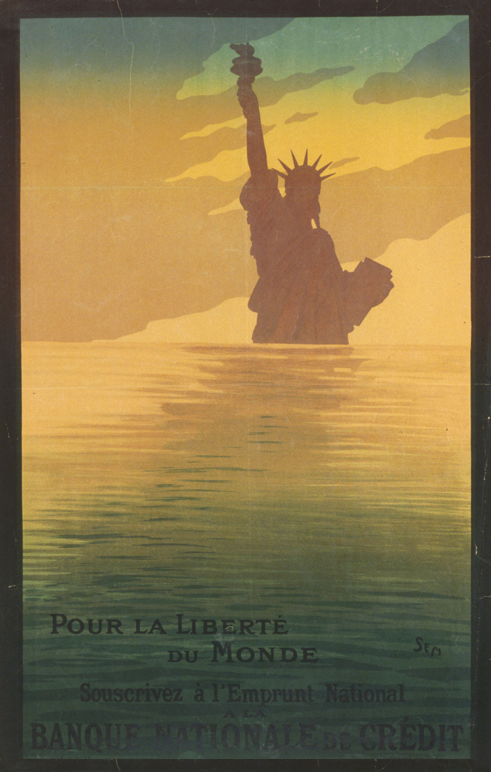 Pour la liberté du monde. Souscrivez á l'emprunt national á la Banque Nationale de Crédit, Paris : Imp. Devambez, [1917] — vintage poster