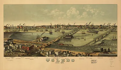 Toledo, Ohio 1876 bird's-eye view lithograph