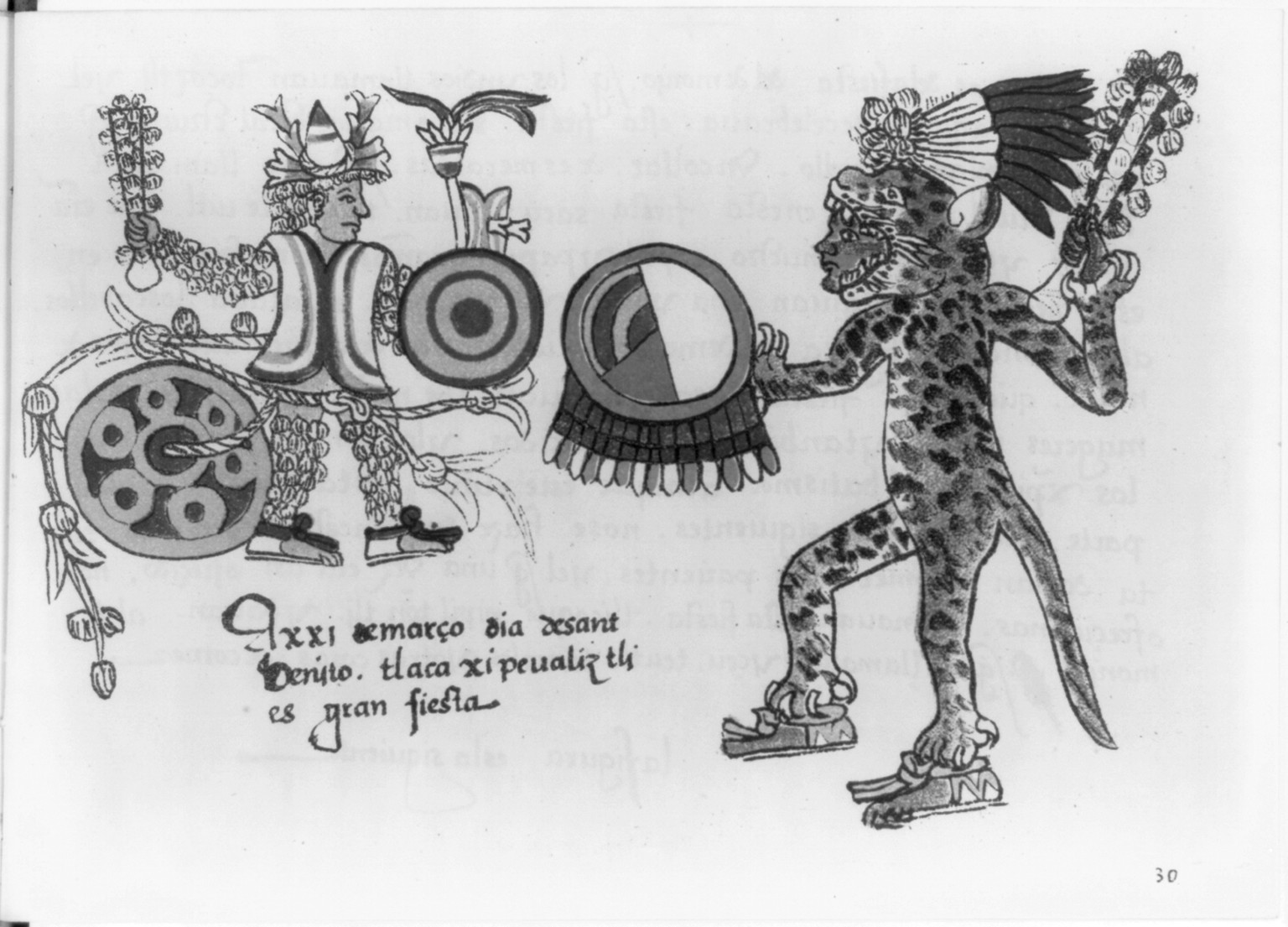 [Celebration of the feast of St. Benedict; man with jaguar skin] — historic print