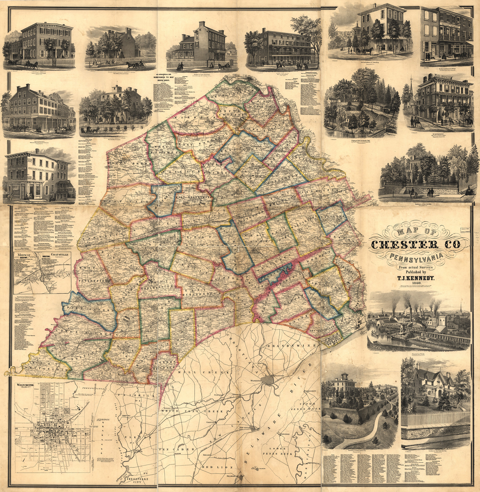 Chester County, Pennsylvania, 1860, 1860 — antique map