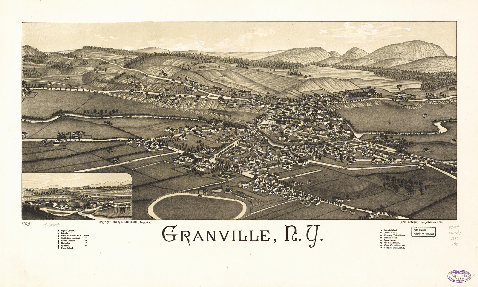 Granville, New York, 1886, 1886 — antique map