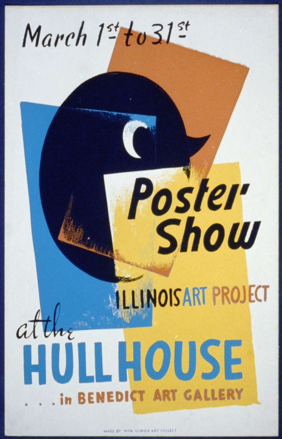 Poster show--at the Hull House ... in Benedict Art Gallery, 1936 — vintage poster