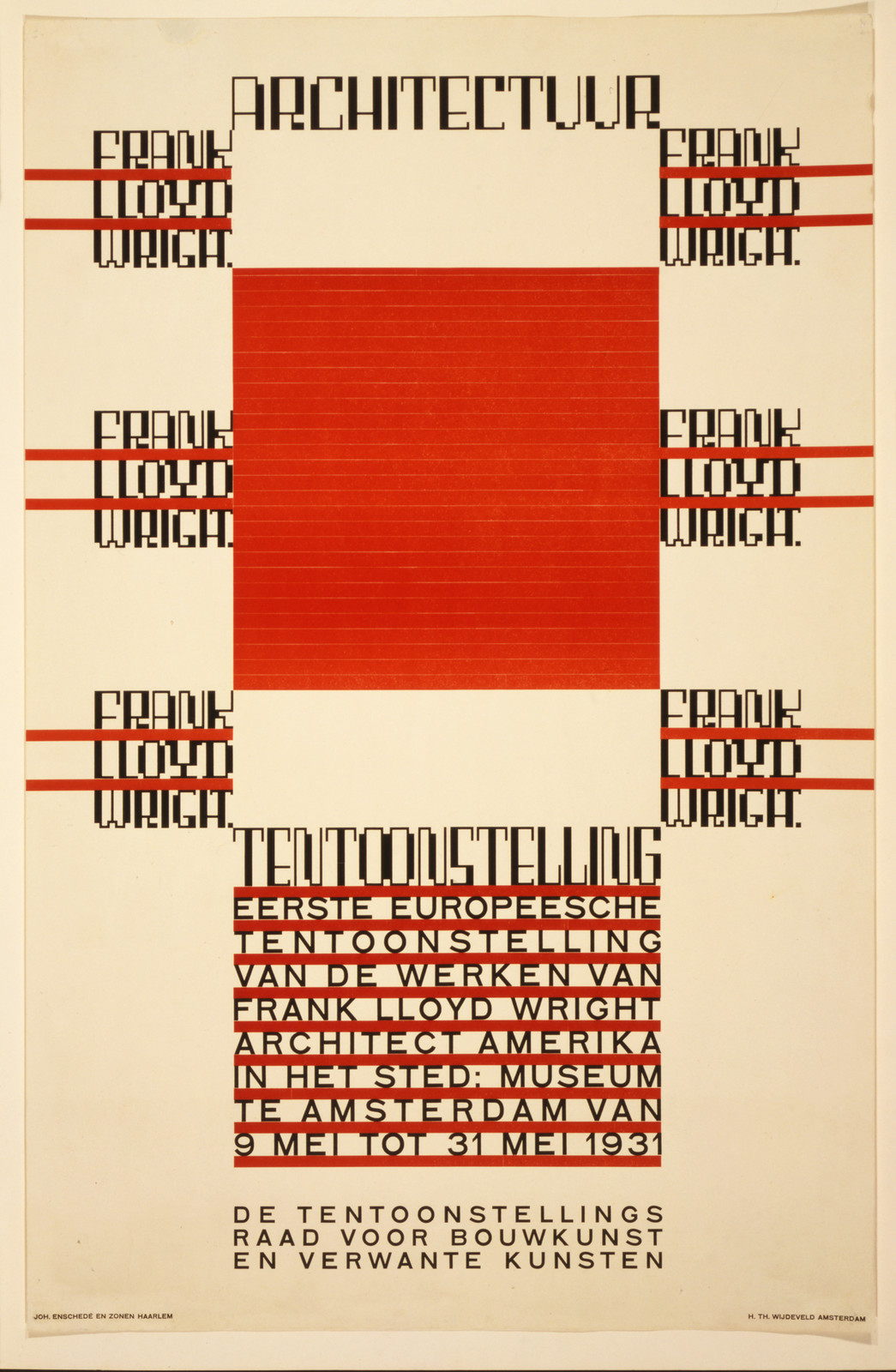 Architectuur - Frank Lloyd Wright, Amsterdam : 1931. — vintage poster